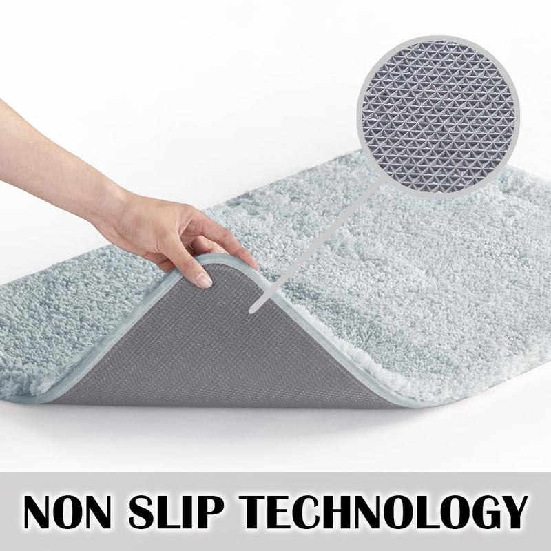 Suchtale Large Soft Bath Mat - Extra Absorbent Shaggy Microfiber Bath Mat (24 x 40, Light Blue) - Machine Washable, Non Slip, Rubber Back - Image 3
